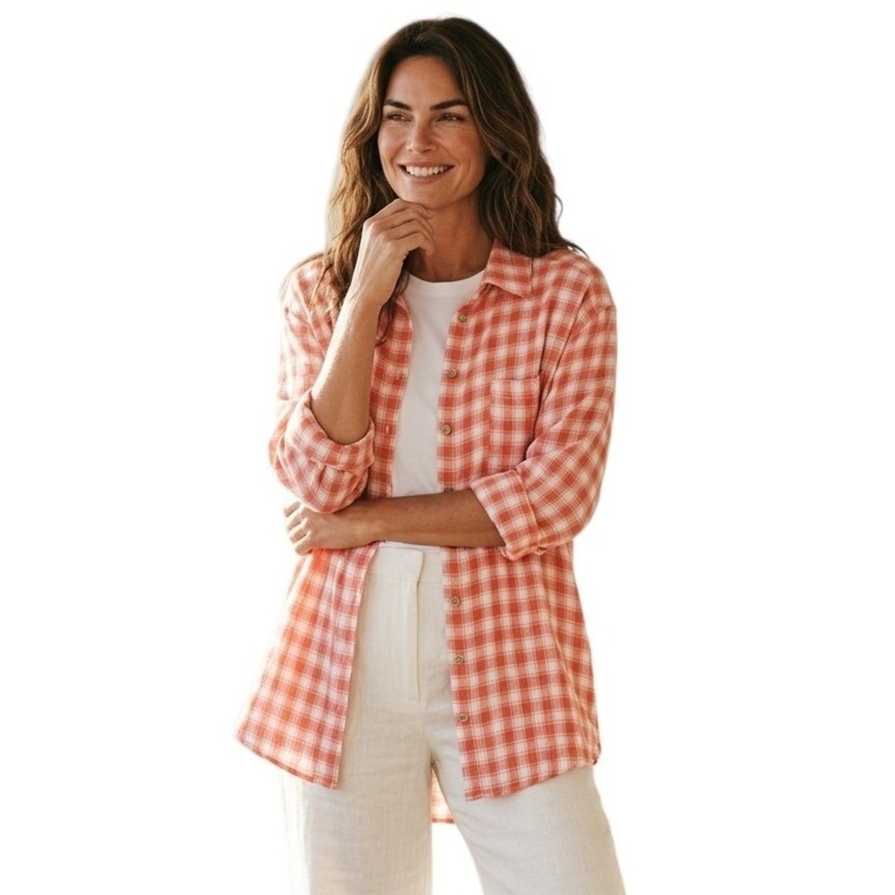 Day +‎ Moon Pace Plaid Gauzy Oversized Womens size Small Tunic
Button Down Top